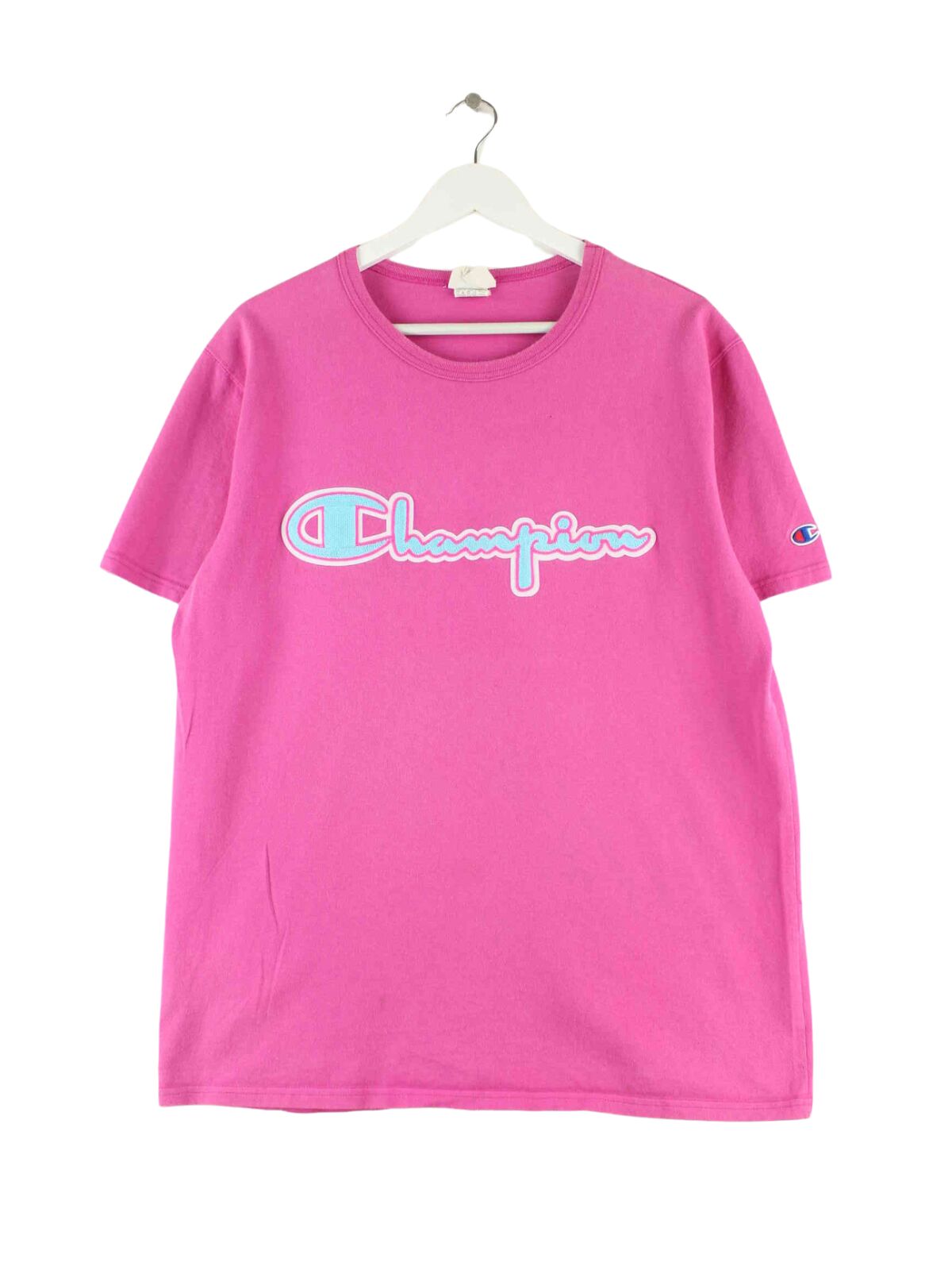 Champion y2k Embroidered Heavy T-Shirt Pink L (front image)