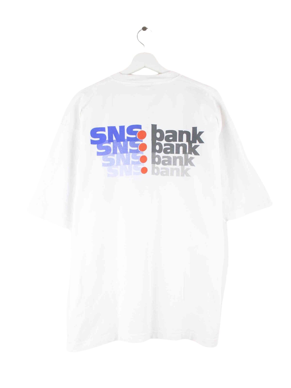 Vintage SNS Bank Print T-Shirt Weiß XXL (back image)