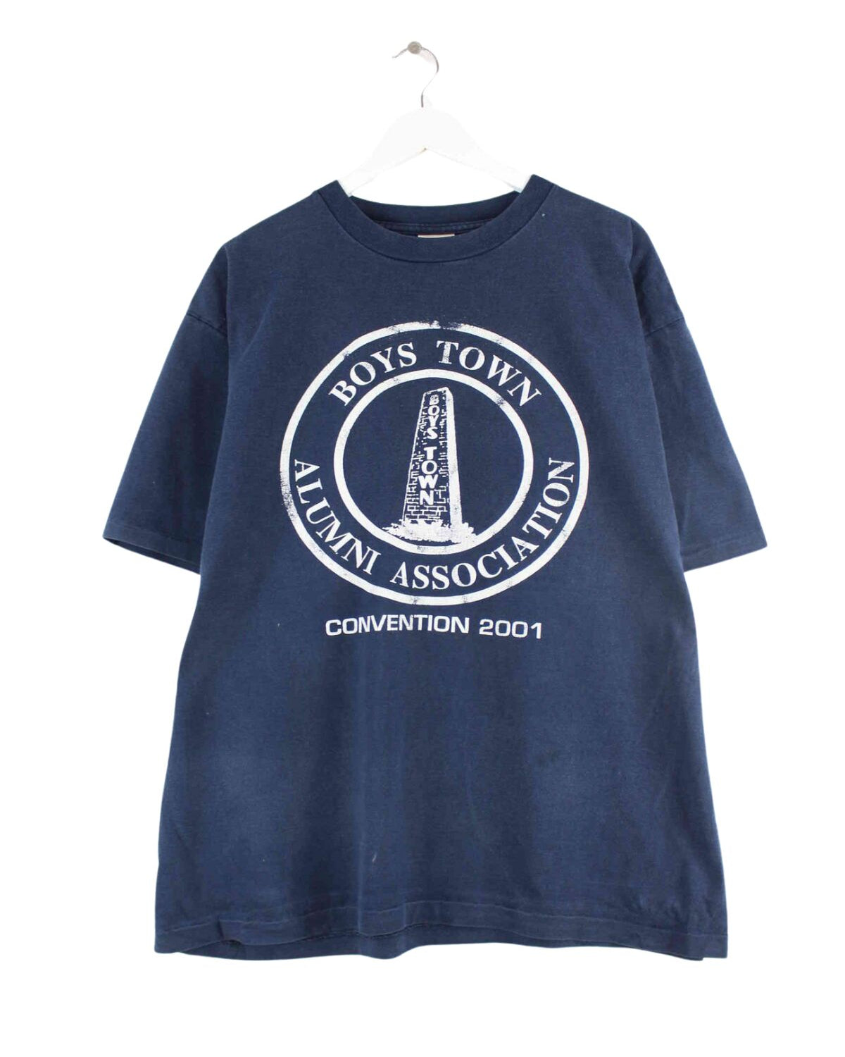 Vintage 2001 Boys Town Print Single Stitched T-Shirt Blau XL (front image)