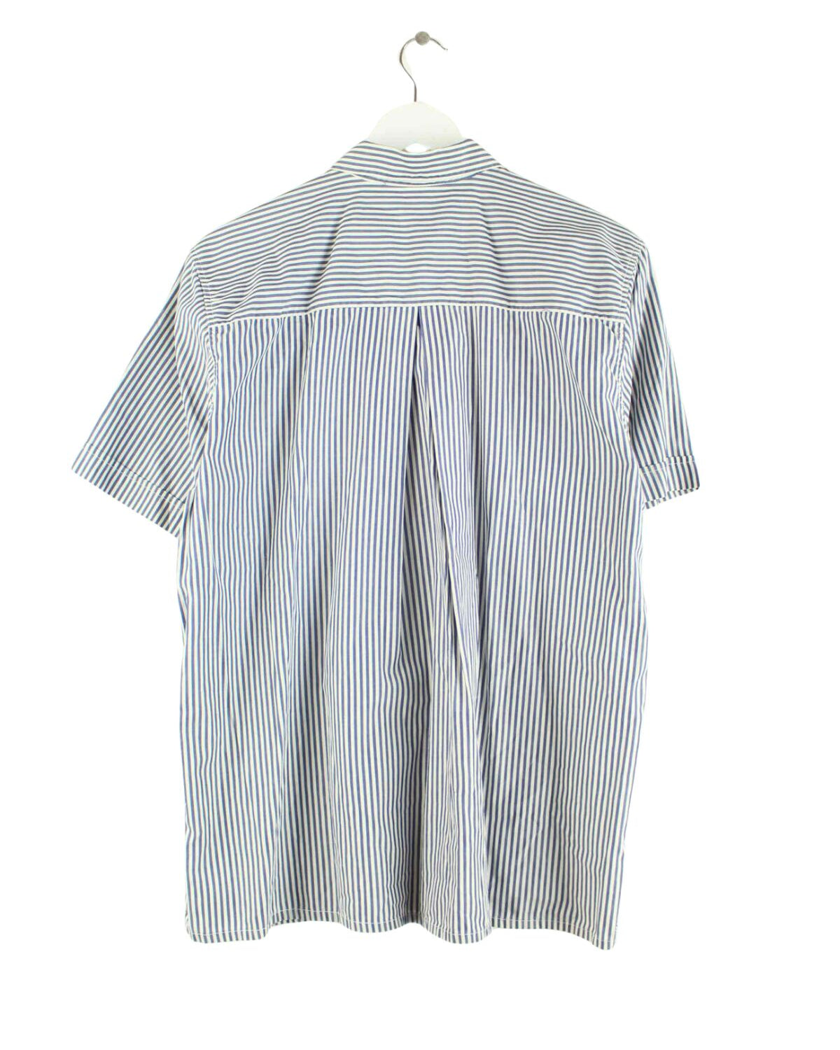 Vintage Damen 90s Striped Kurzarm Hemd Blau L (back image)