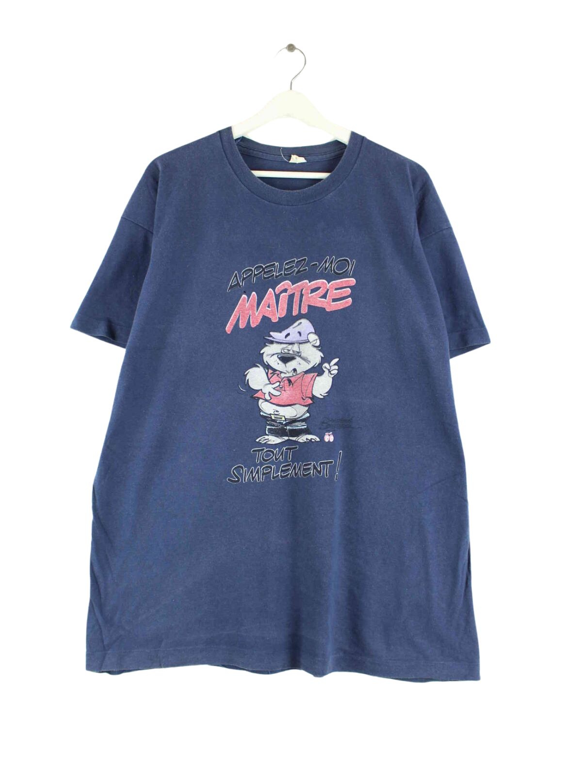 Vintage 90s Vintage Maitre Print T-Shirt Blau XL (front image)