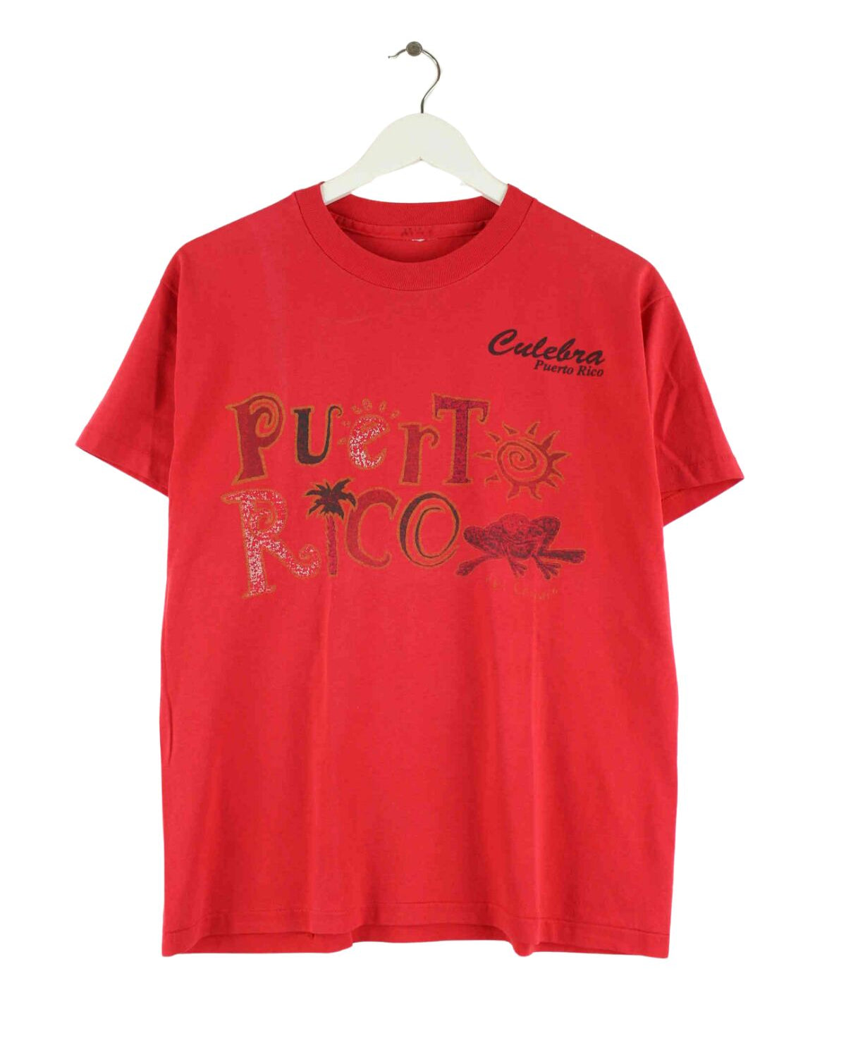 Vintage 90s Puerto Rico Print Single Stich T-Shirt Rot S (front image)