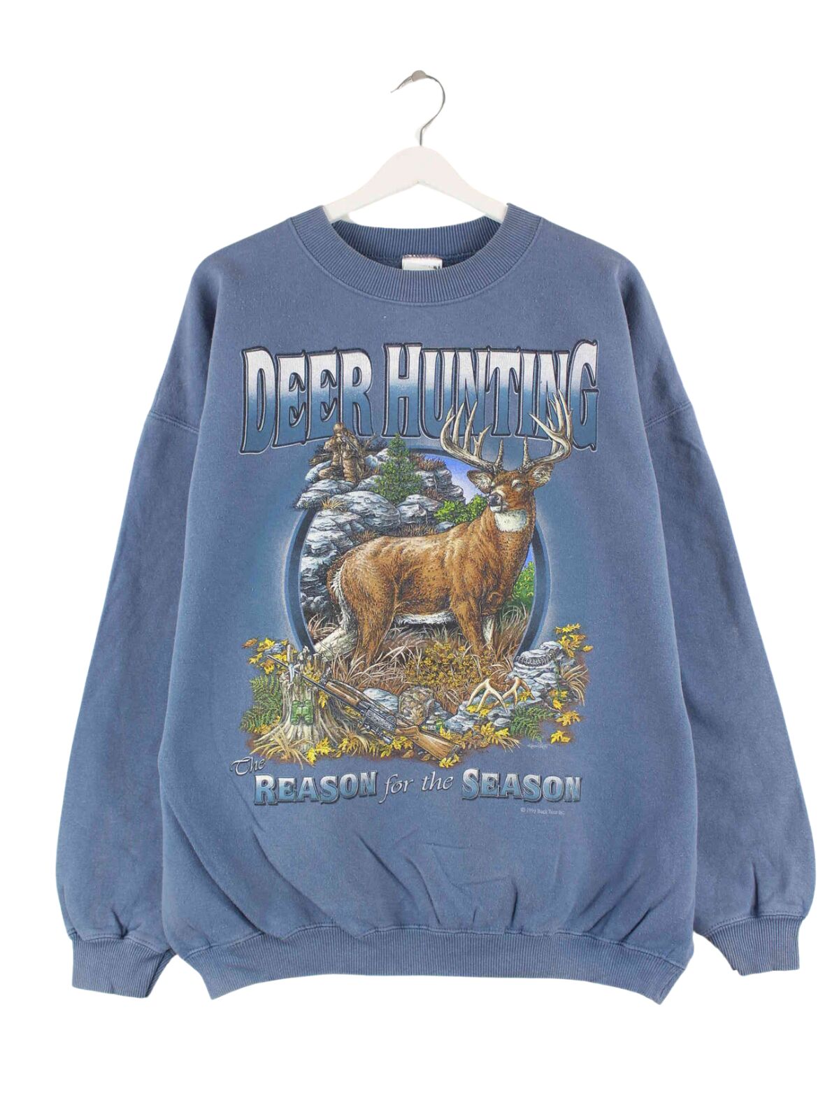 Gildan 1999 Vintage Deer Hunter Print Heavy Sweater Blau XL (front image)