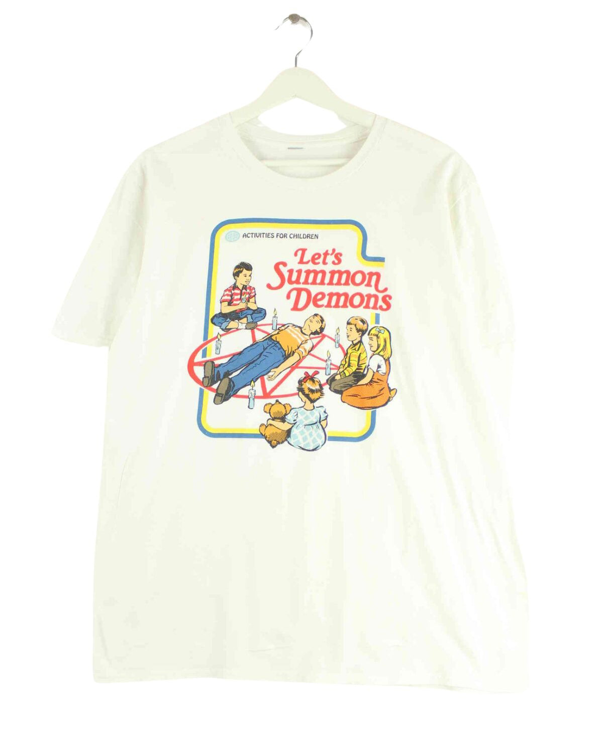 Steven Rhodes Children Activities Let's Summon Demons Print T-Shirt Weiß XL (front image)