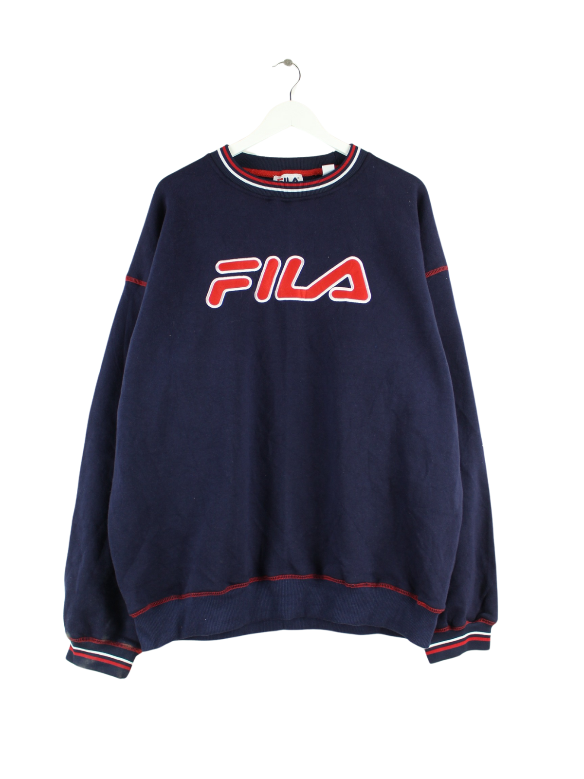 Fila 90s Vintage Embroidered Sweater Blue XXL