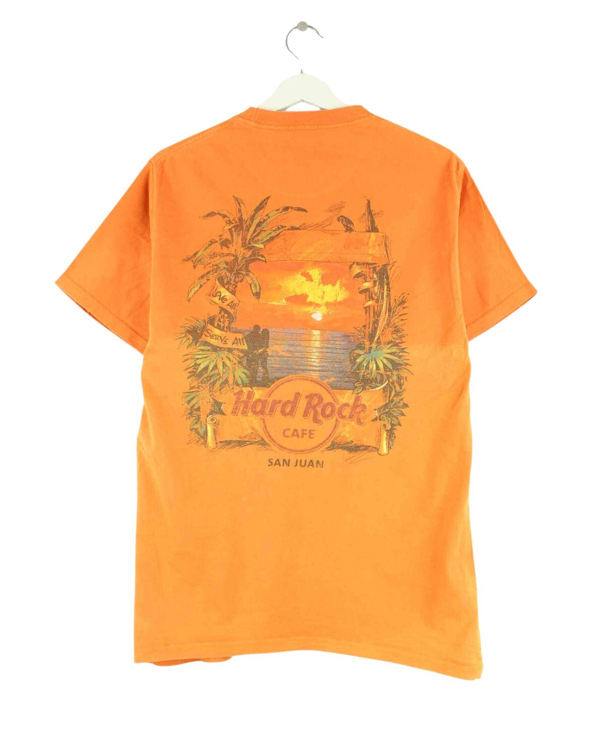 Hard Rock Cafe San Juan Print T-Shirt Orange M (back image)