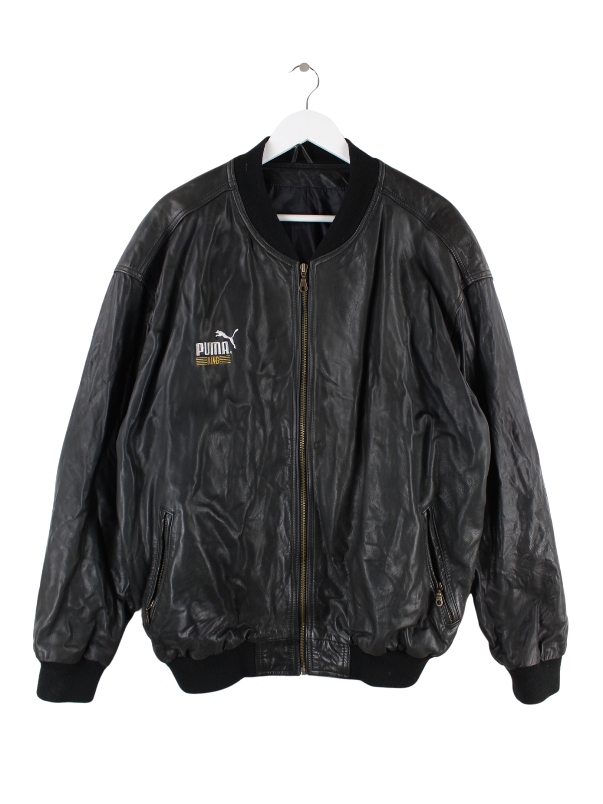 Puma King 90s Vintage Bomber Leder Jacke Schwarz XXL – Peeces