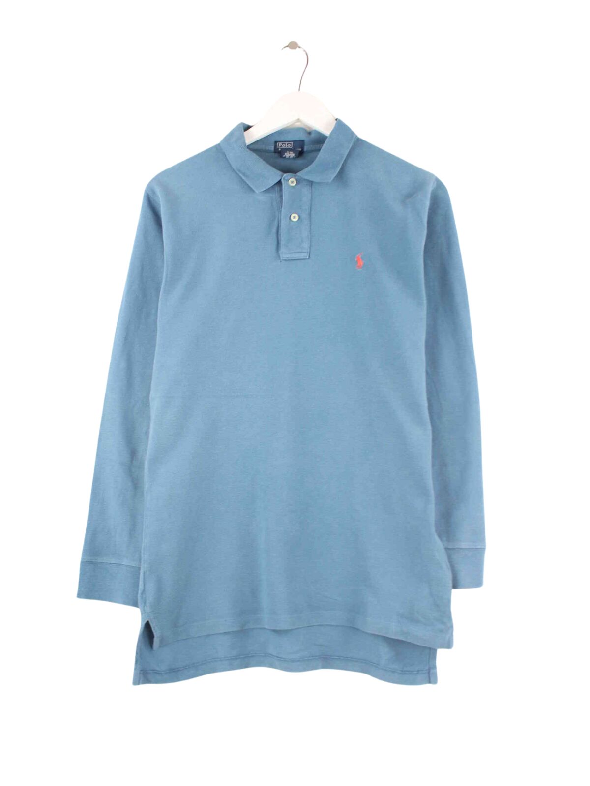 Ralph Lauren Damen 90s Vintage Langarm Polo Blau XL (front image)