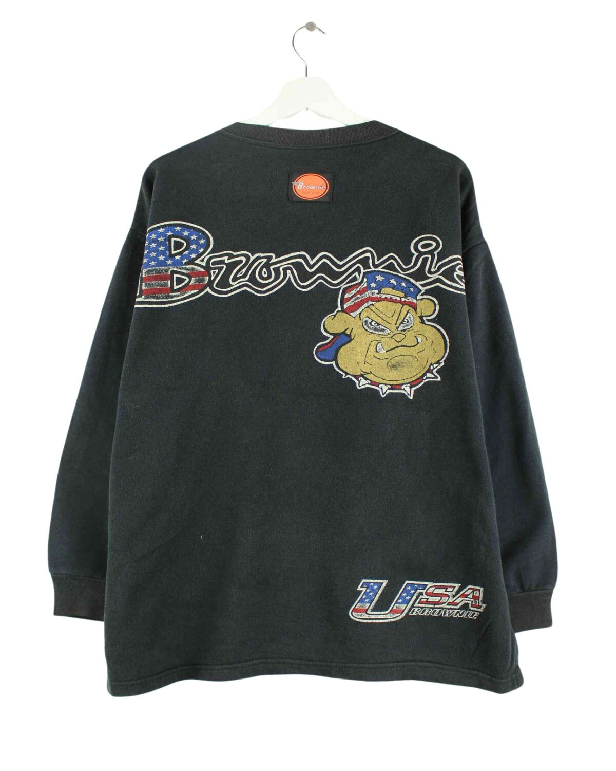 Vintage 90s Brownie Surf Line Print Sweater Schwarz M (back image)