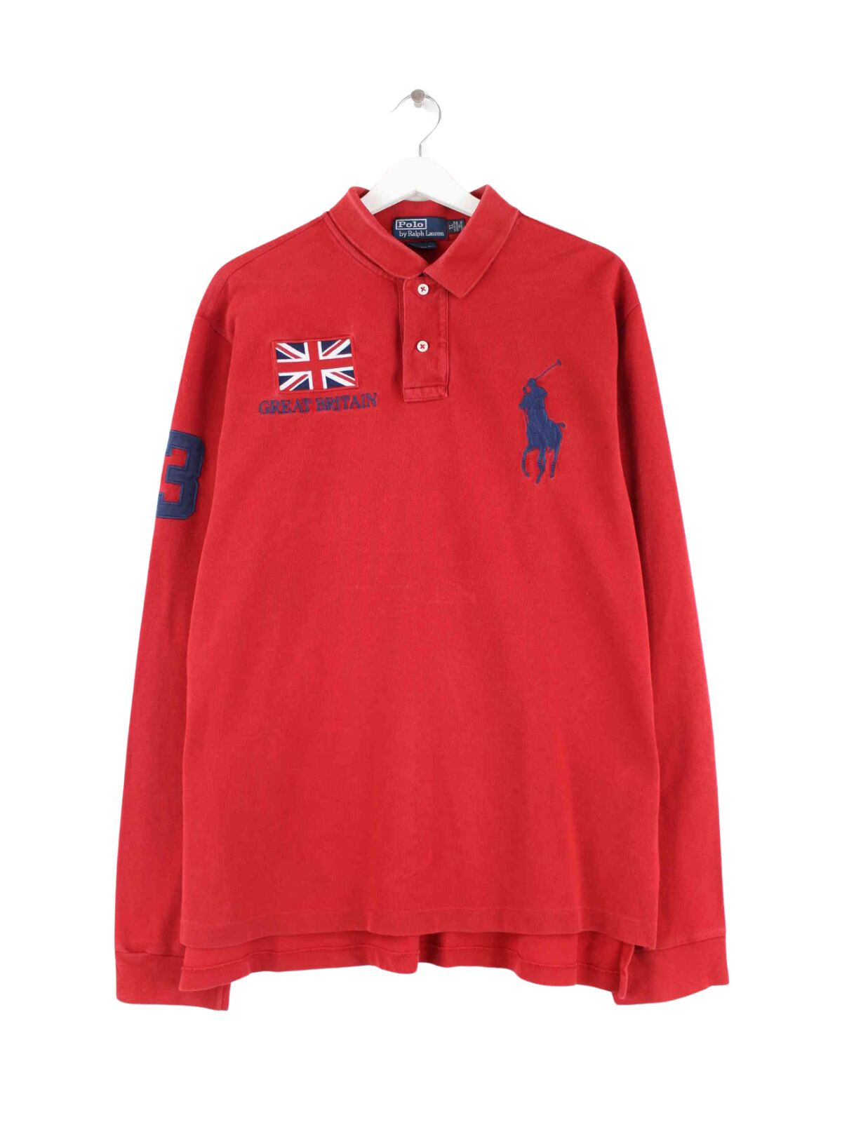 トップス 90s vintage Ralph Lauren polo shirt Ralph Lauren 90s Vintage Britain Embroidered Long Sleeve Polo Red