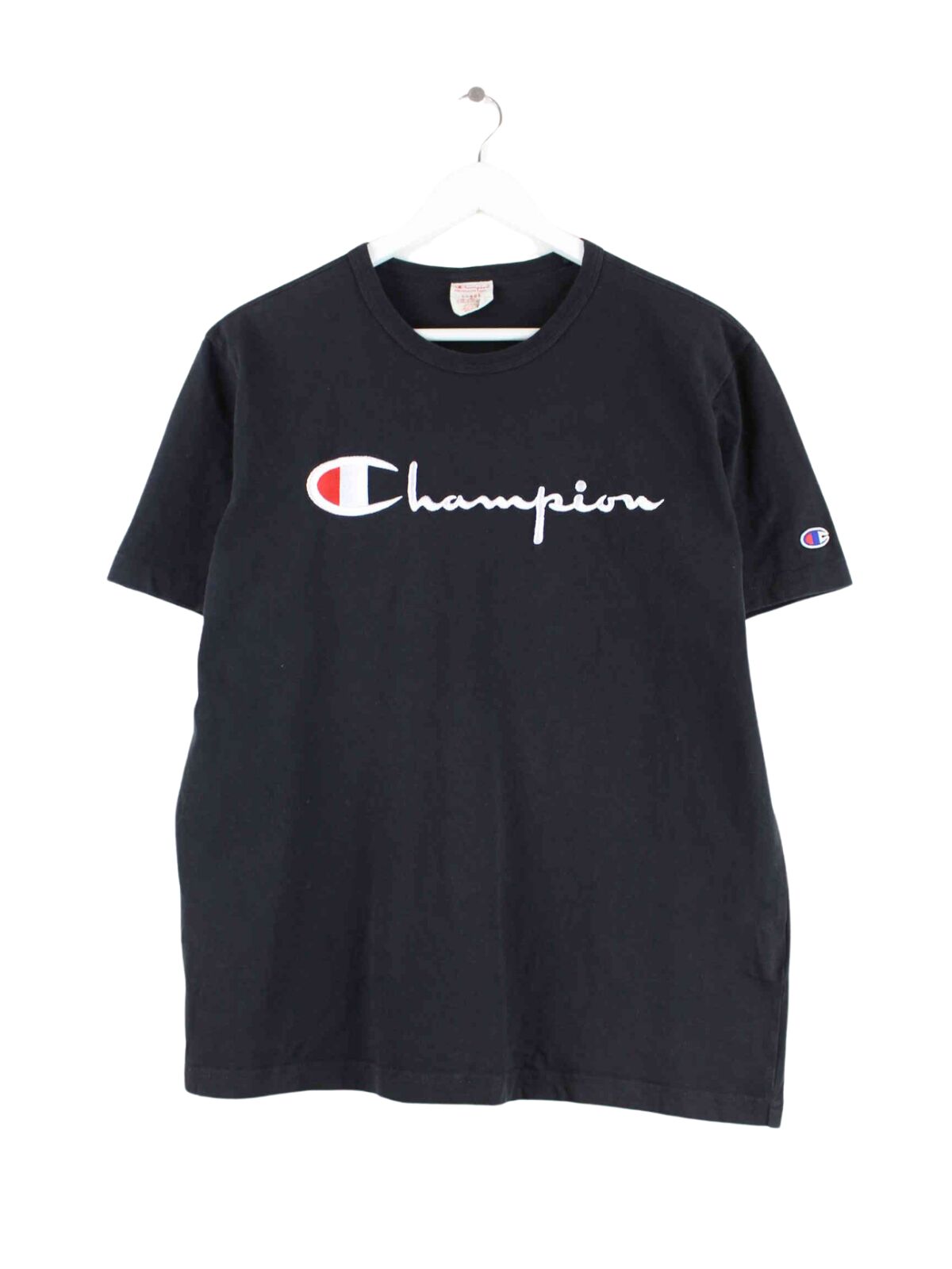 Champion 90s Vintage Embroidered T-Shirt Schwarz M (front image)
