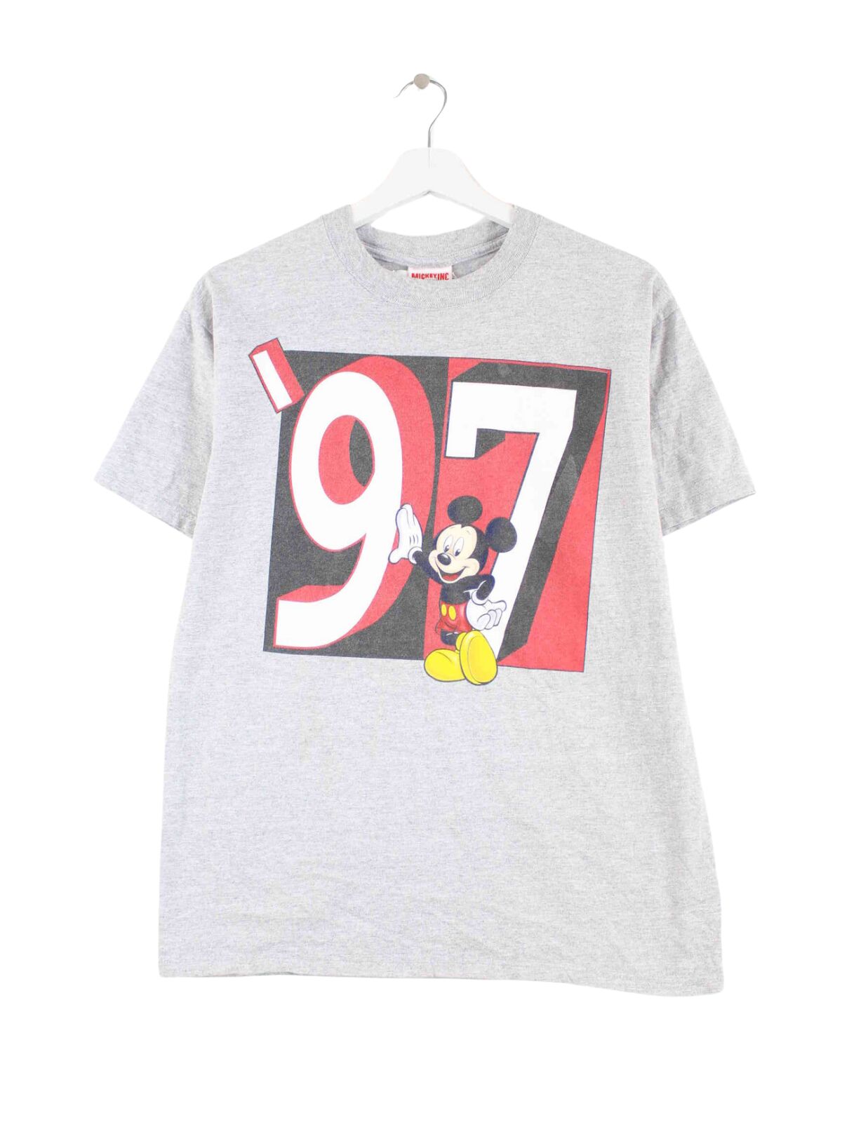 Disney 1997 Vintage Mickey Print T-Shirt Grau M (front image)