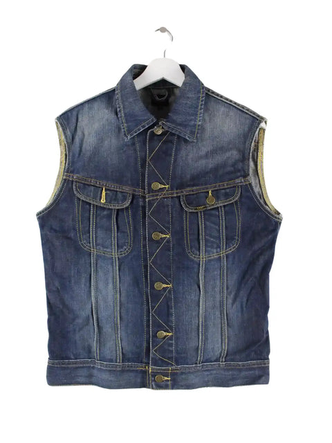 Lee Damen 80s Vintage Jeans Weste Blau L