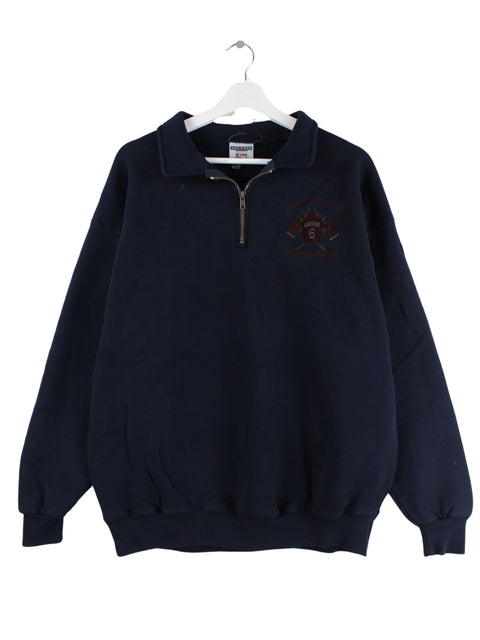 Jerzees 00s Philadelphia Firefighters Half Zip Sweater Blau XL