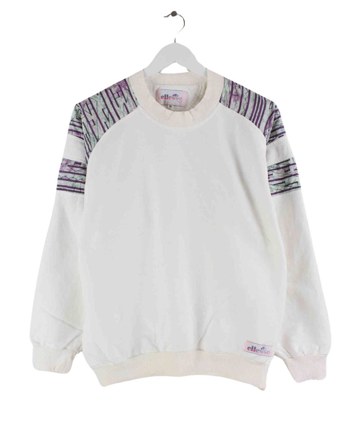 Ellesse Damen 90s Vintage Pattern Sweater Weiß S (front image)
