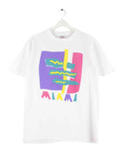 Oneita 80s Vintage Miami Print Single Stitch T-Shirt Weiß L (front image)