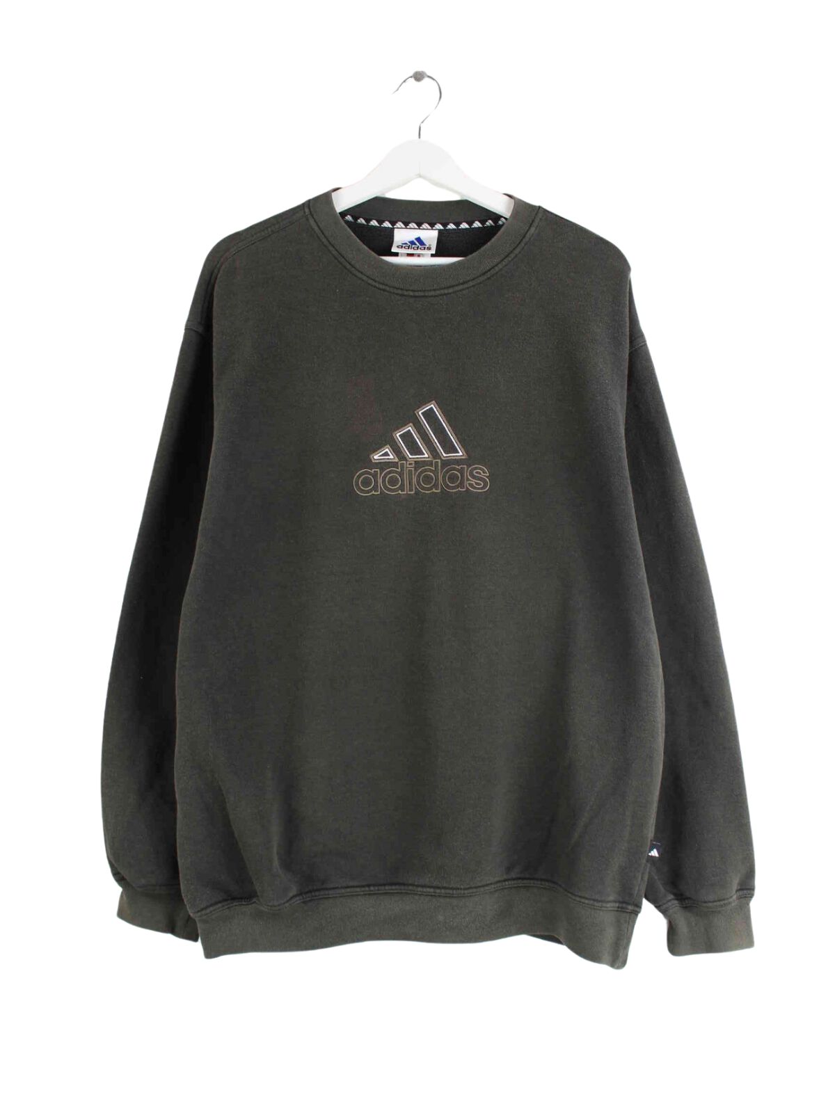 Adidas 90s Vintage Big Logo Embroidered Sweater Grün L (front image)