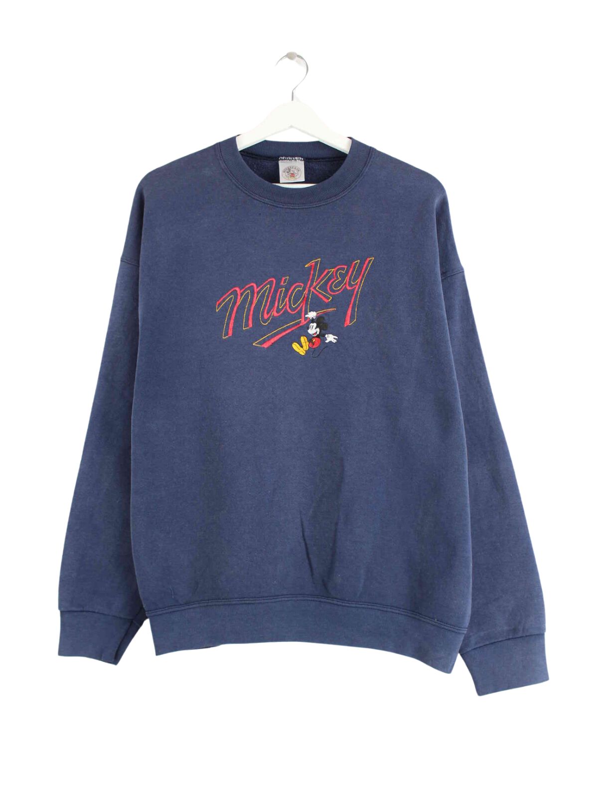 Disney )90s Vintage Mickie Embroidered Sweater Blau L (front image)