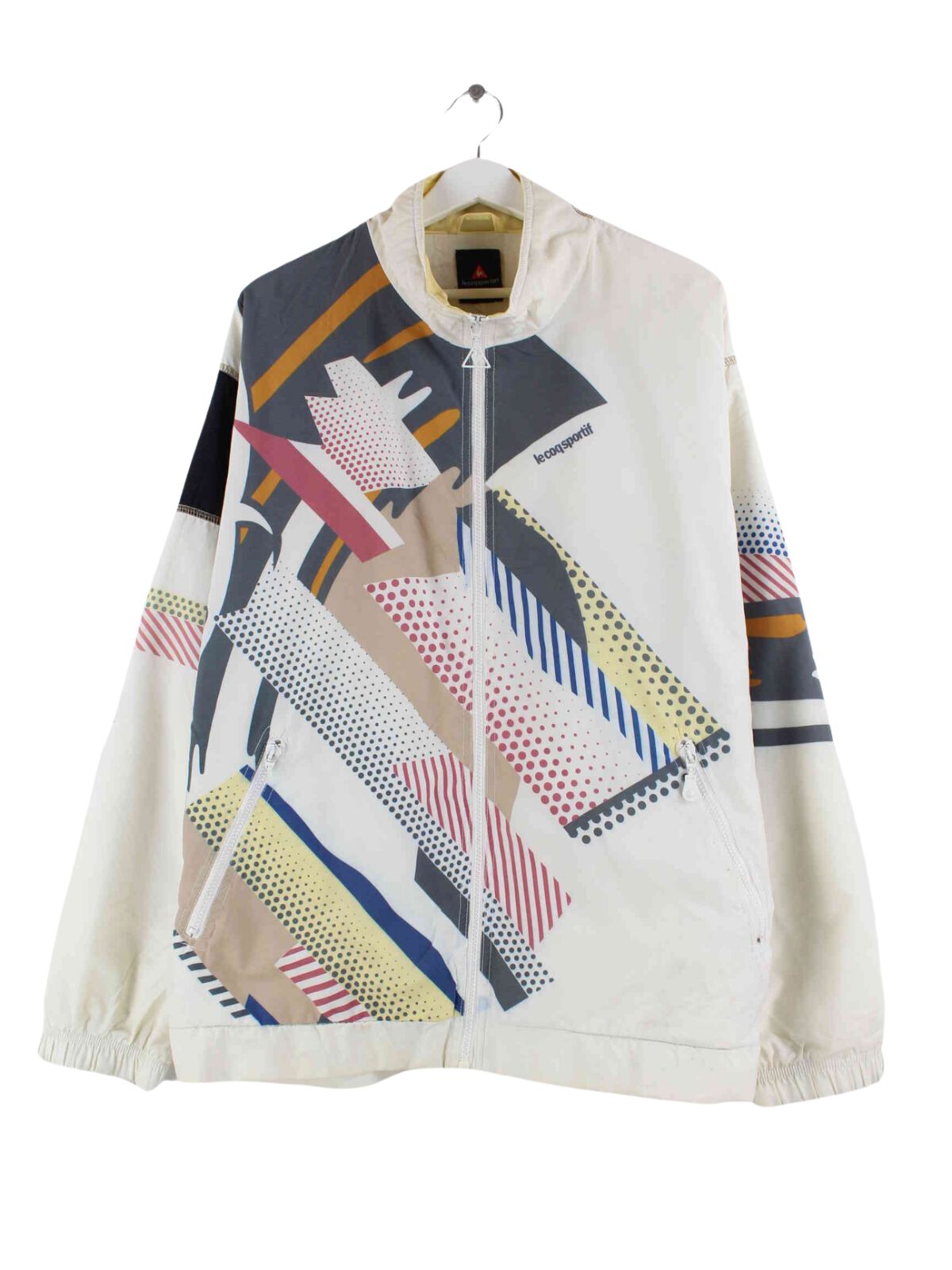 Le Coq Sportif 90s Vintage Crazy Pattern Training Jacket Beige XXL Peeces