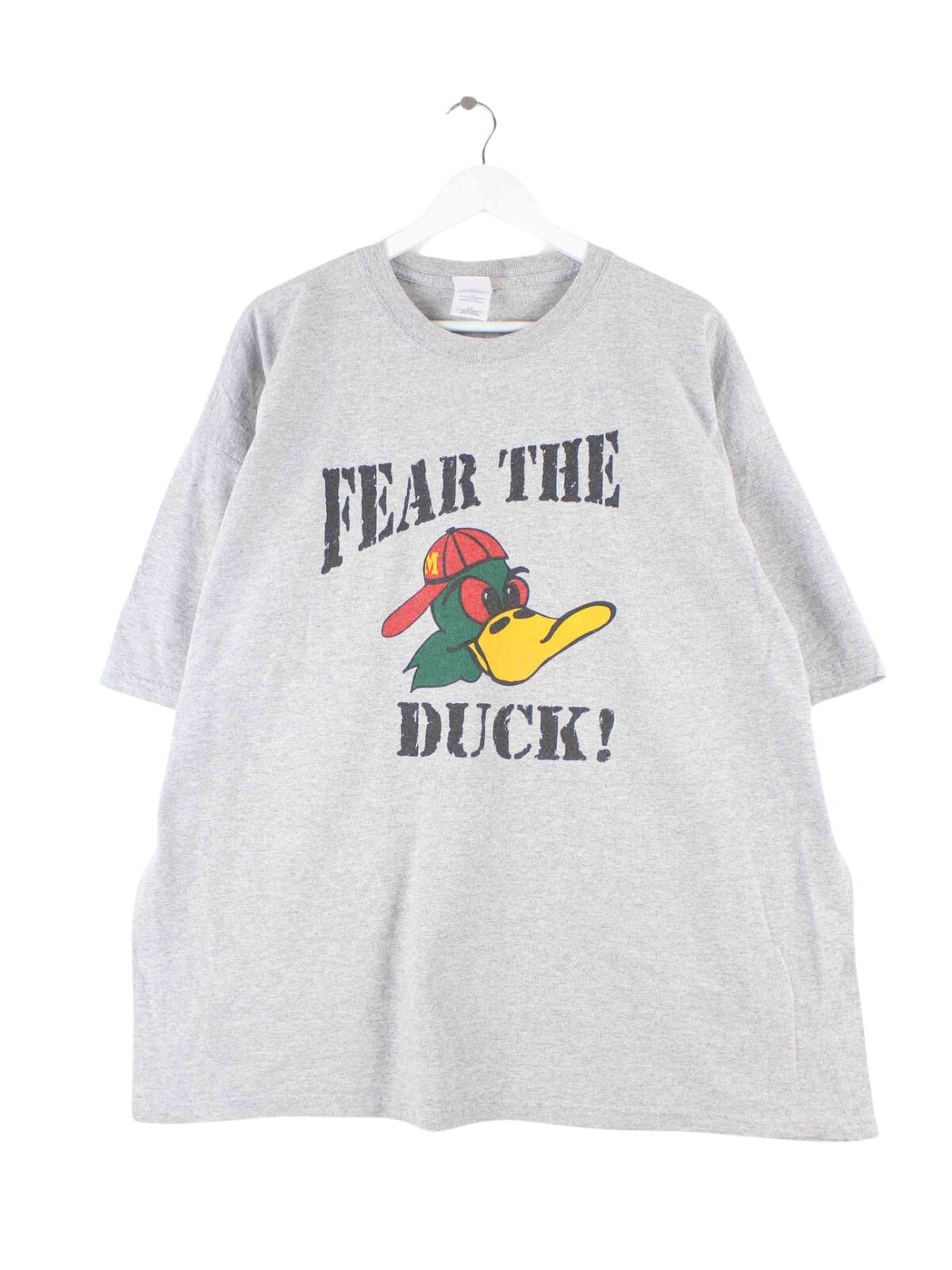 Gildan Fear The Duck Print T-Shirt Grau XXL (front image)