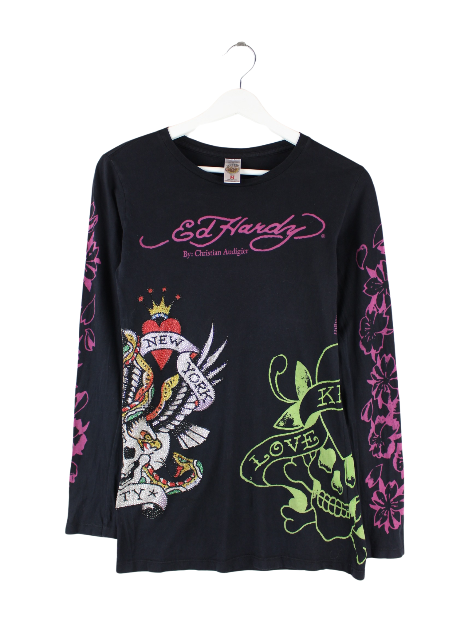 Ed Hardy Women s y2k Print Sweatshirt Black M