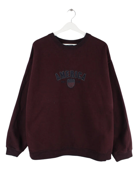 Crable Sportswear 90s Vintage America Embroidered Heavy Sweater Rot XL