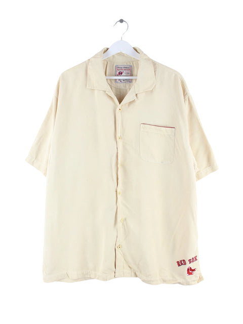 Tommy Bahama 2010 Boston Redsox Collectible 100% Soie Chemise Beige XL