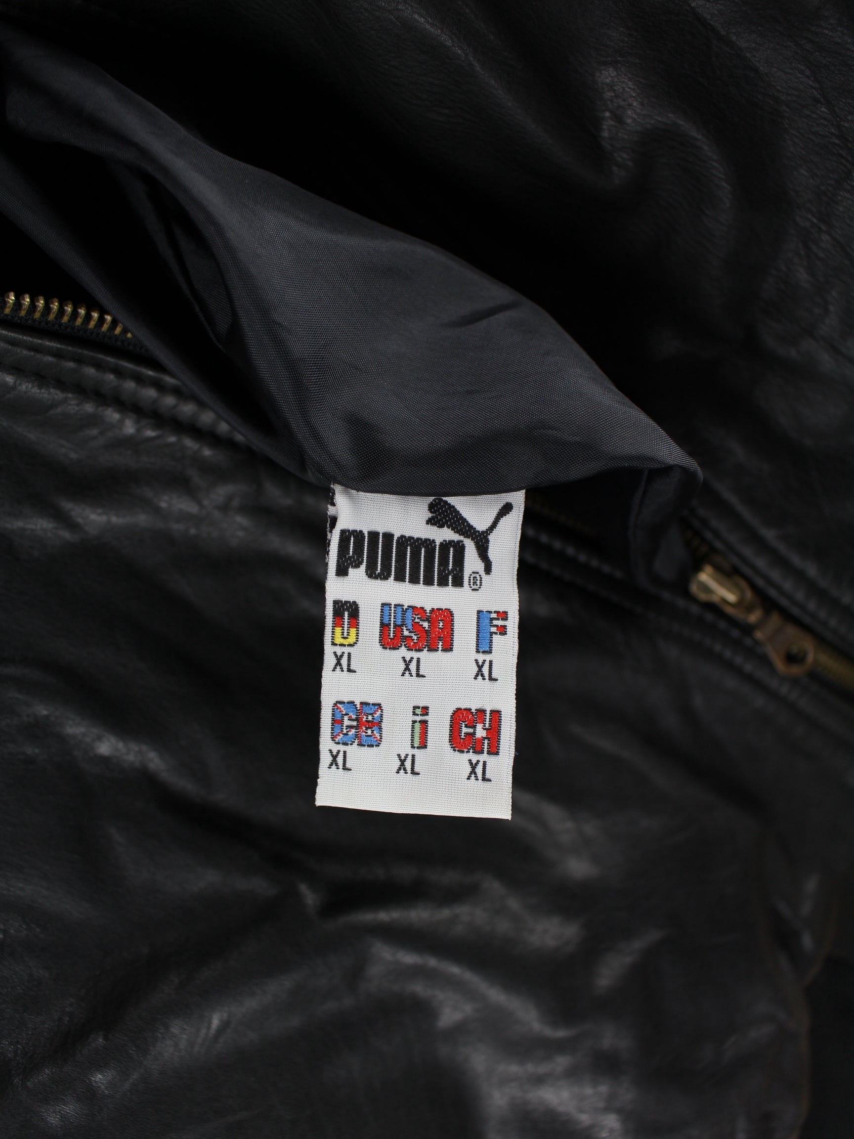 Puma King 90s Vintage Bomber Leder Jacke Schwarz XXL – Peeces