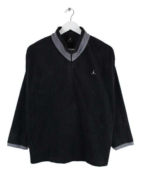 Jordan Damen 00s Velours Half Zip Fleece Sweater Schwarz S