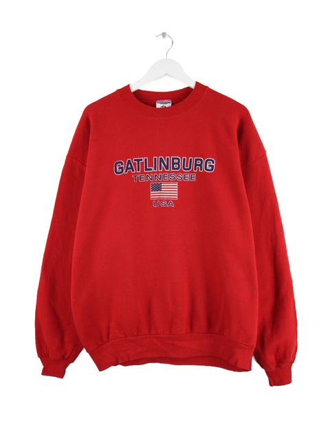 Jerzees 00s Gatlinburg Tennessee Print Sweater Rot XL