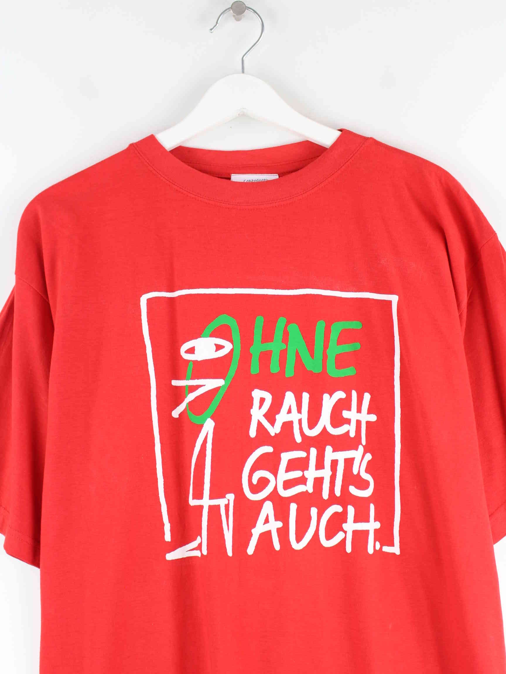 Vintage 00s Ohne Rauch Print T-Shirt Rot L (detail image 1)
