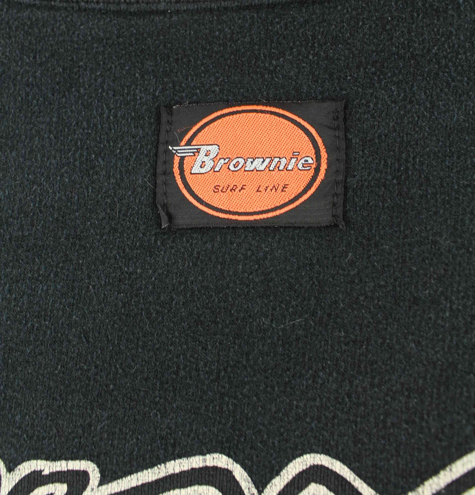 Vintage 90s Brownie Surf Line Print Sweater Schwarz M (detail image 4)