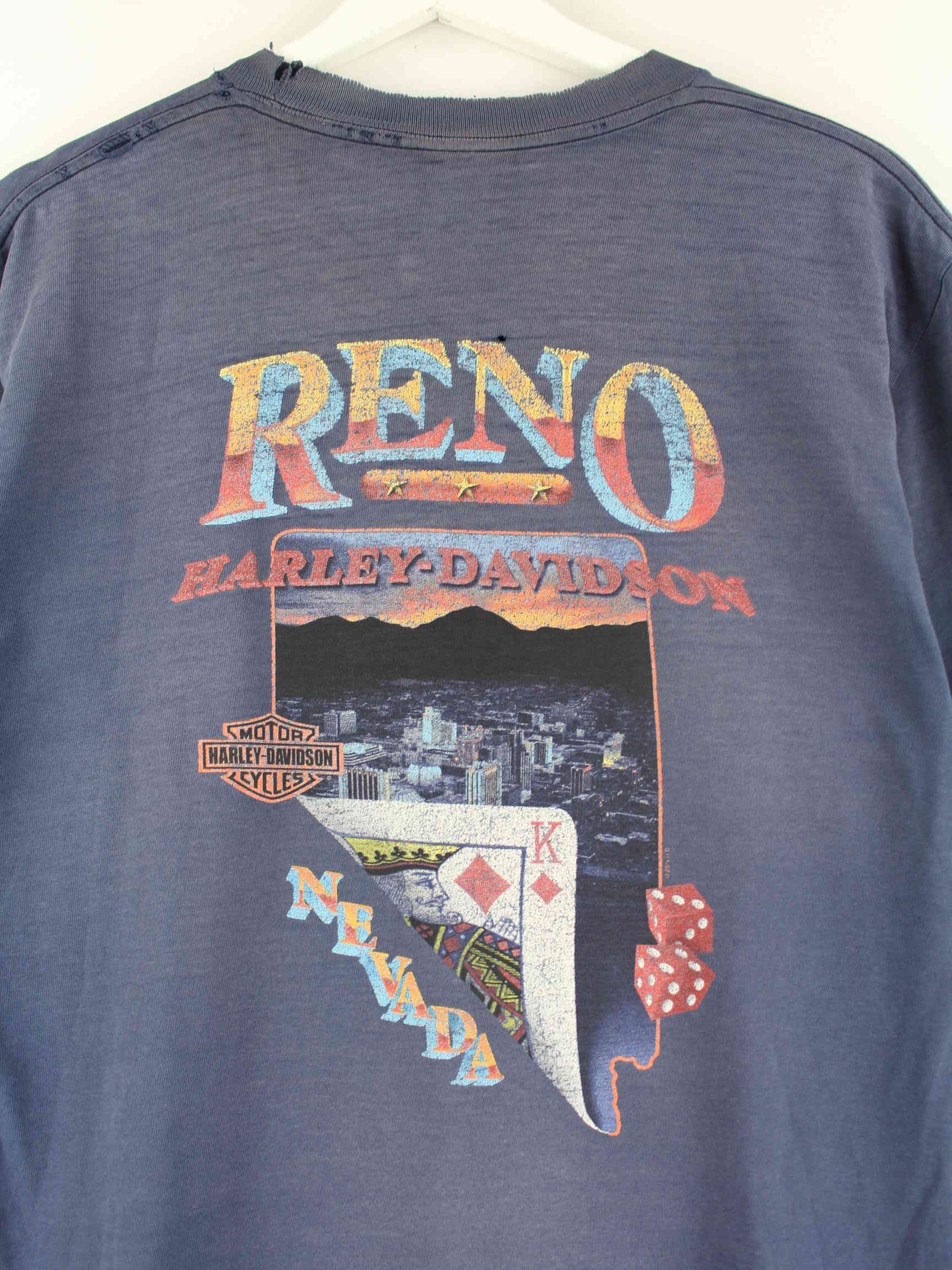 Harley Davidson 90s Vintage Reno print T-Shirt Blau M (detail image 6)