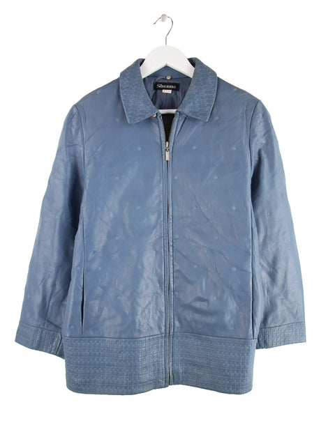 Vintage Damen 00s Leder Jacke Blau S