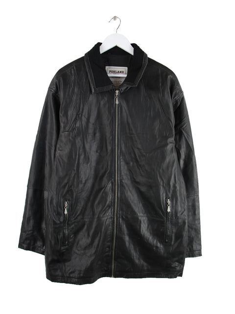Vintage Leder Jacke Schwarz XXL