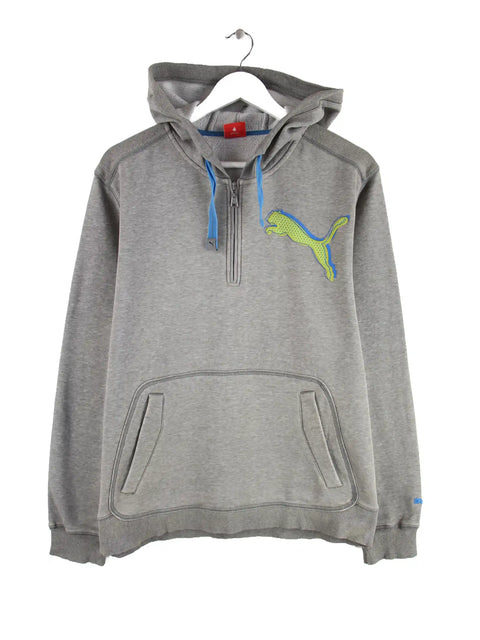Puma Logo Print Half Zip Hoodie Grau L