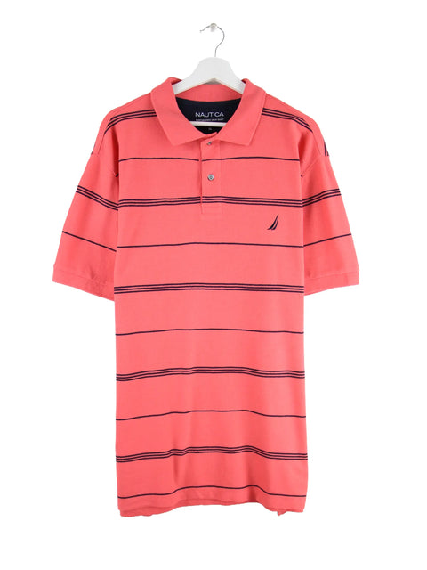 Nautica Stripe Classic Fit Polo Rot XL
