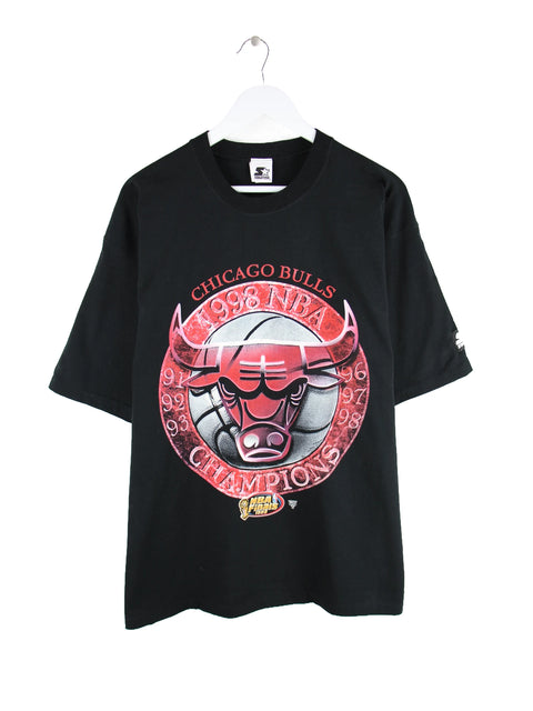 Starter 1998 Vintage NBA Chicago Bulls Champions Print T-Shirt Schwarz XL