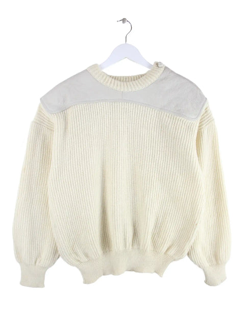 Vintage 80s Woll Strick Pullover Beige XS