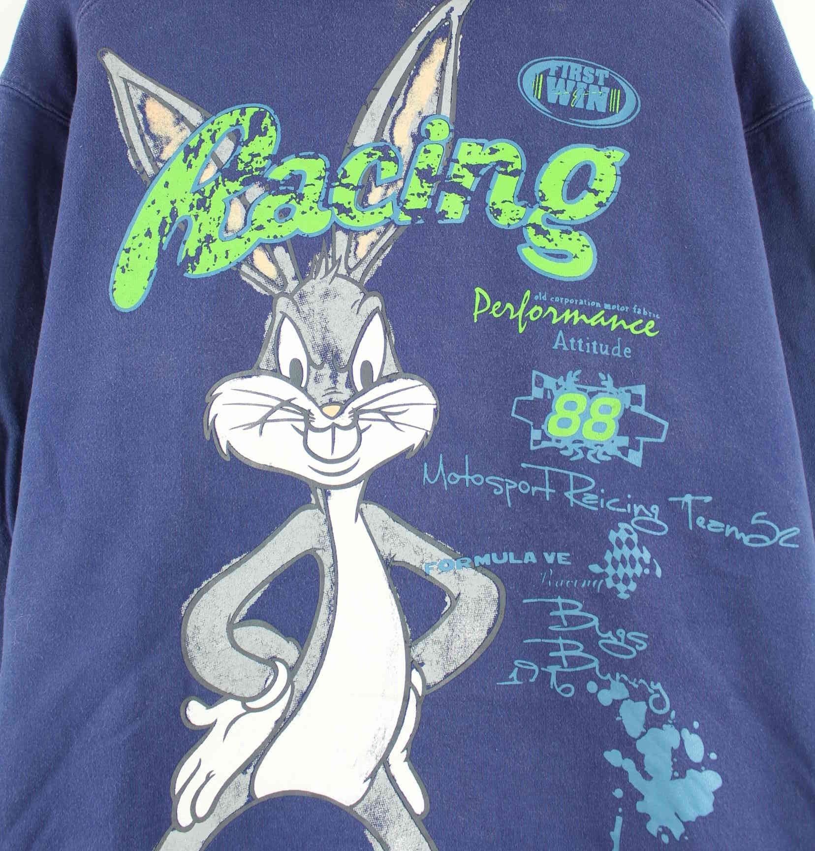 Looney Tunes y2k Bugs Bunny Racing Print Hoodie Blau  (detail image 1)