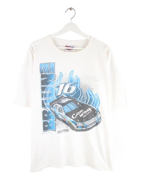 Chase 90s Vintage Colin Braun Nascar Racing Print T-Shirt Weiß XXL