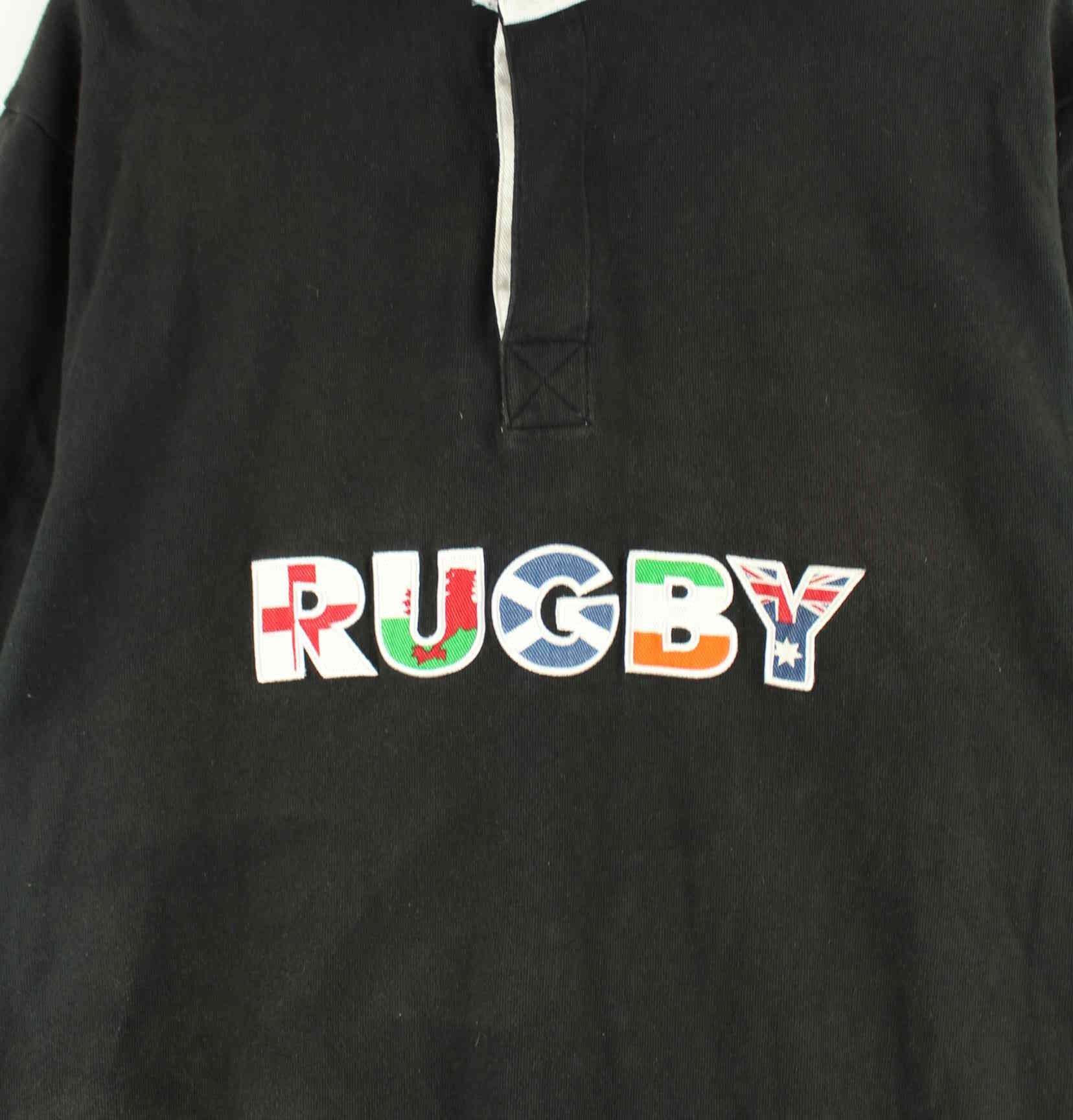 Vintage Rugby Embroidered Polo Schwarz L (detail image 1)