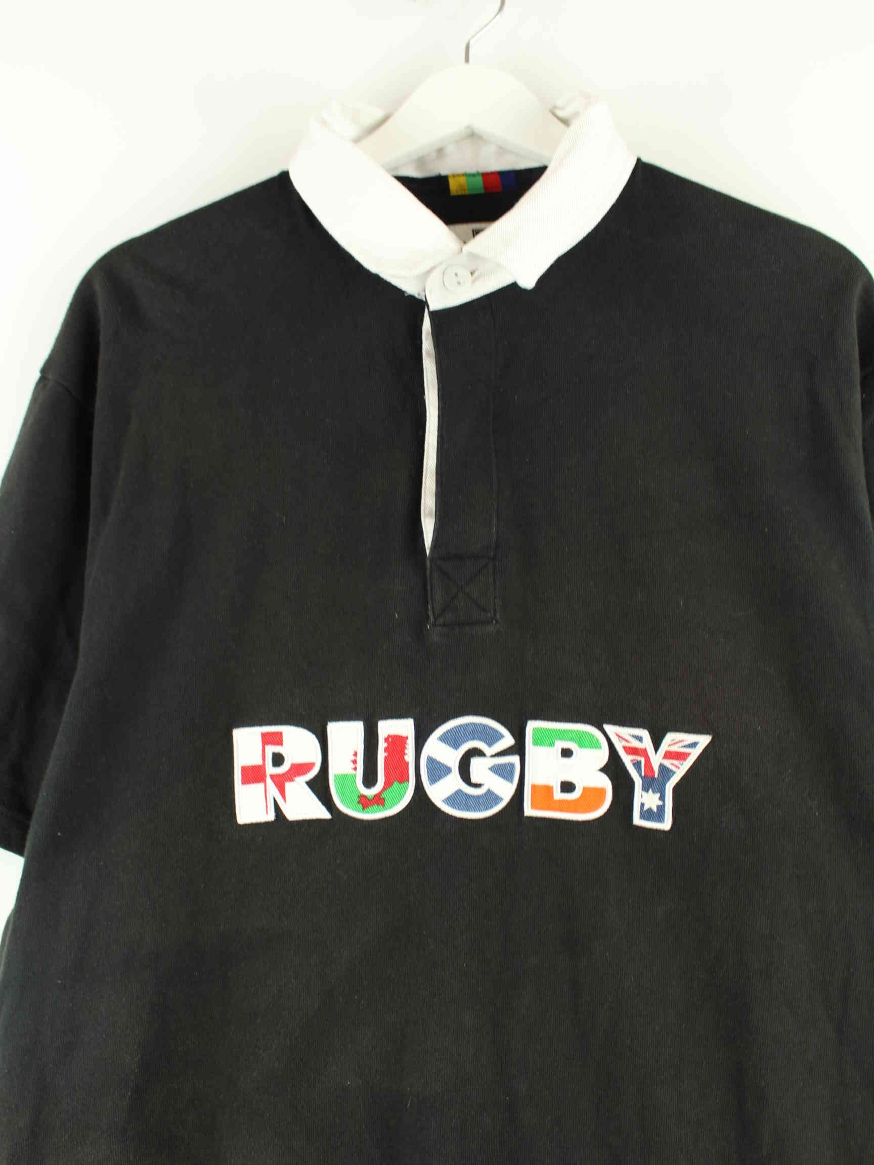 Vintage Rugby Embroidered Polo Schwarz L (detail image 1)