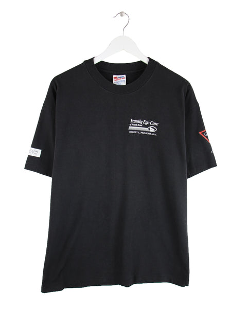 Hanes 90s Vintage Print Single Stitch T-Shirt Schwarz XL