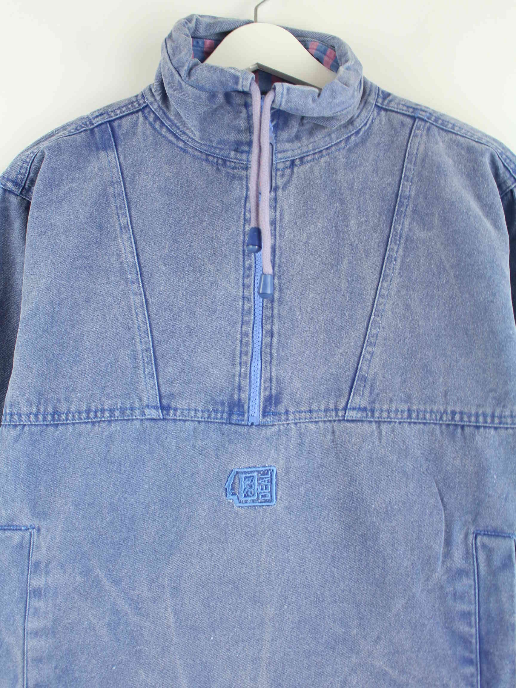 Vintage 90s Half Zip Jacke Blau M (detail image 1)