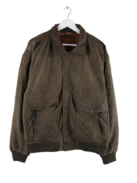Vintage 90s Leder Jacke Braun L