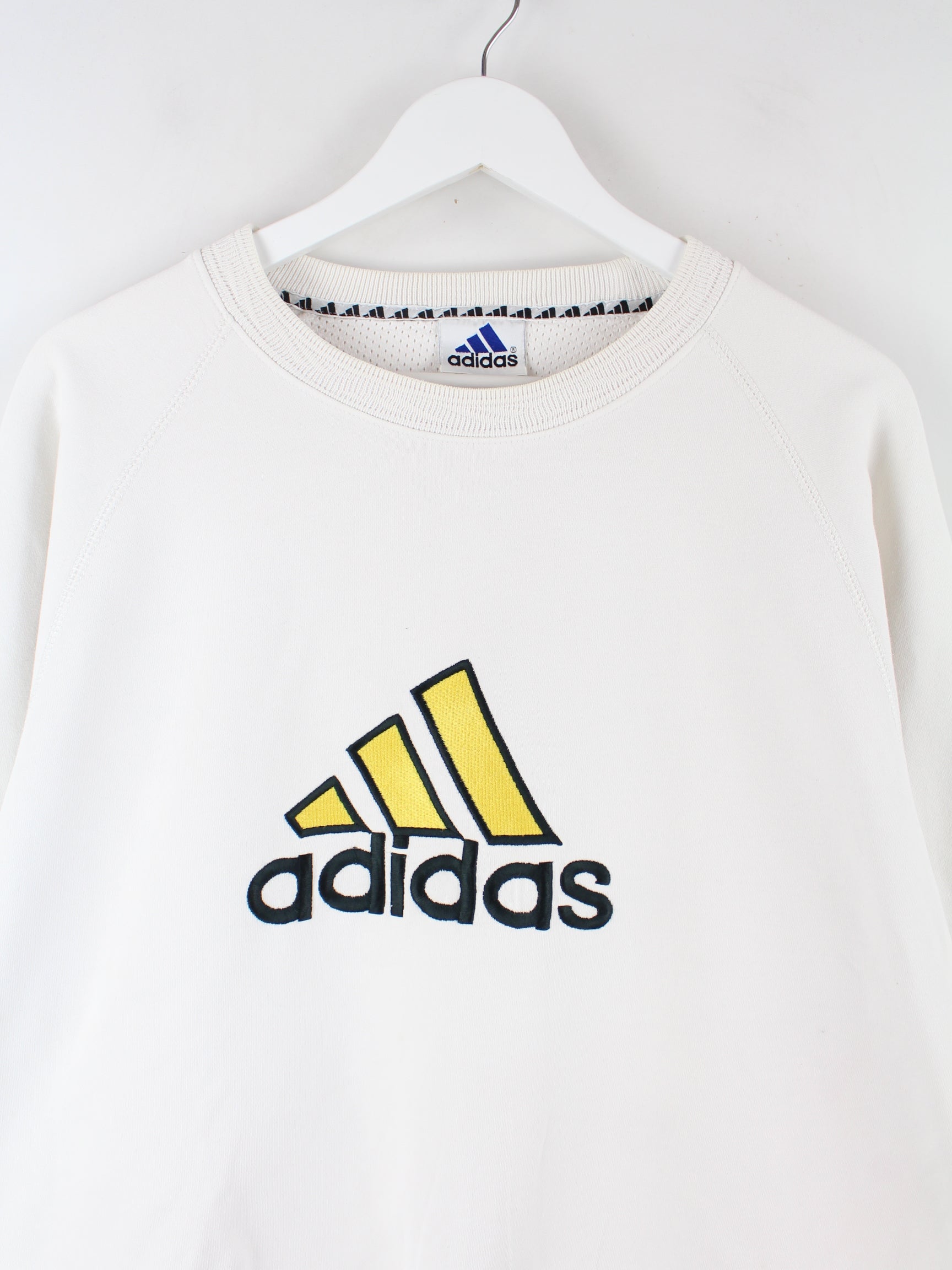 Adidas 90s Vintage Embroidered Logo Sweater White XL