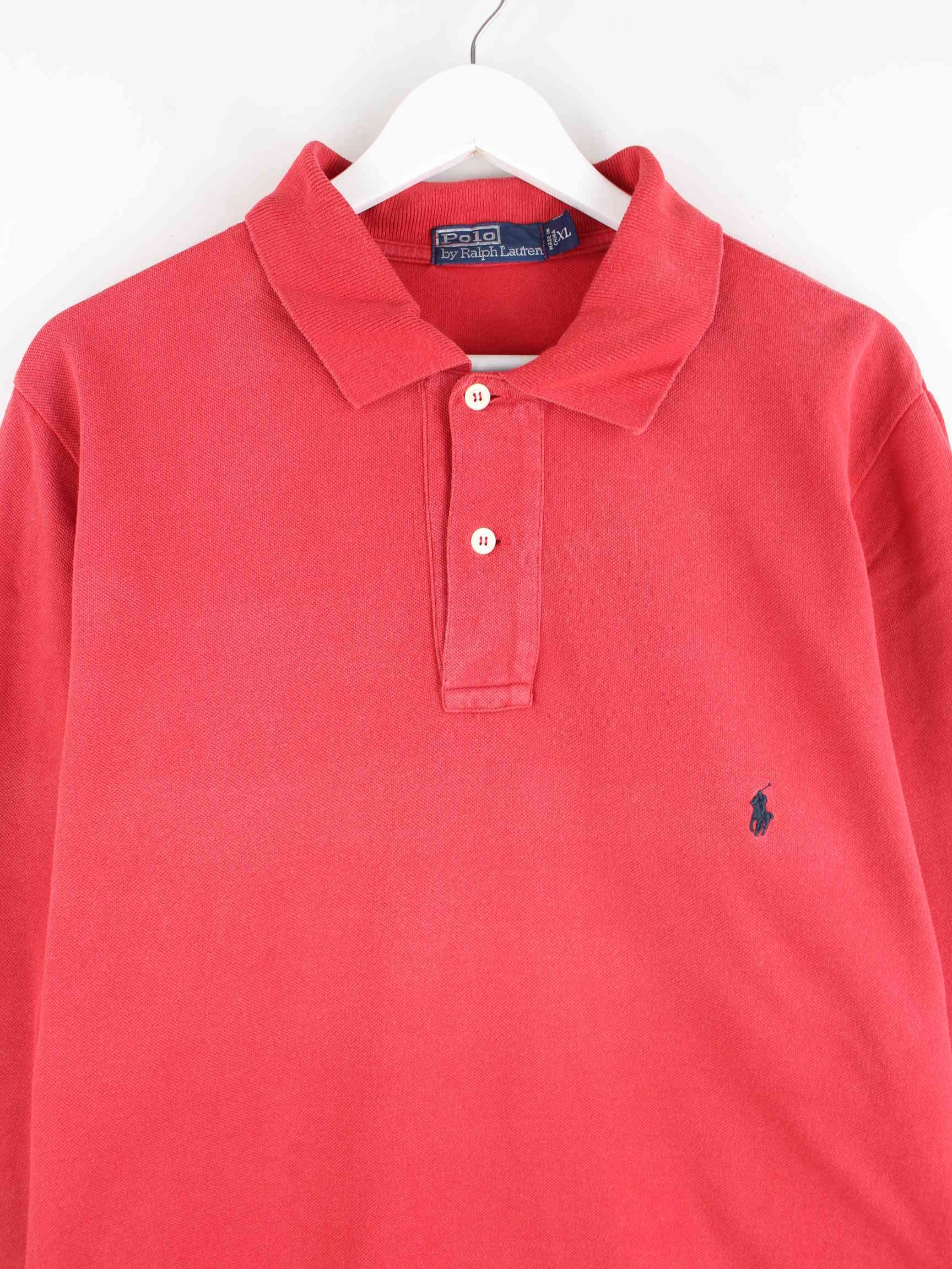 Ralph Lauren 90s Vintage Long Sleeve Polo Red XL