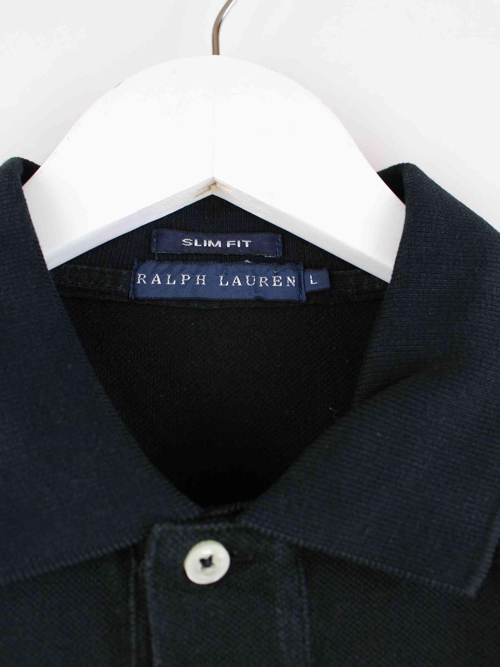 Ralph Lauren Damen 90s Vintage Slim Fit Basic Polo Schwarz M (detail image 2)