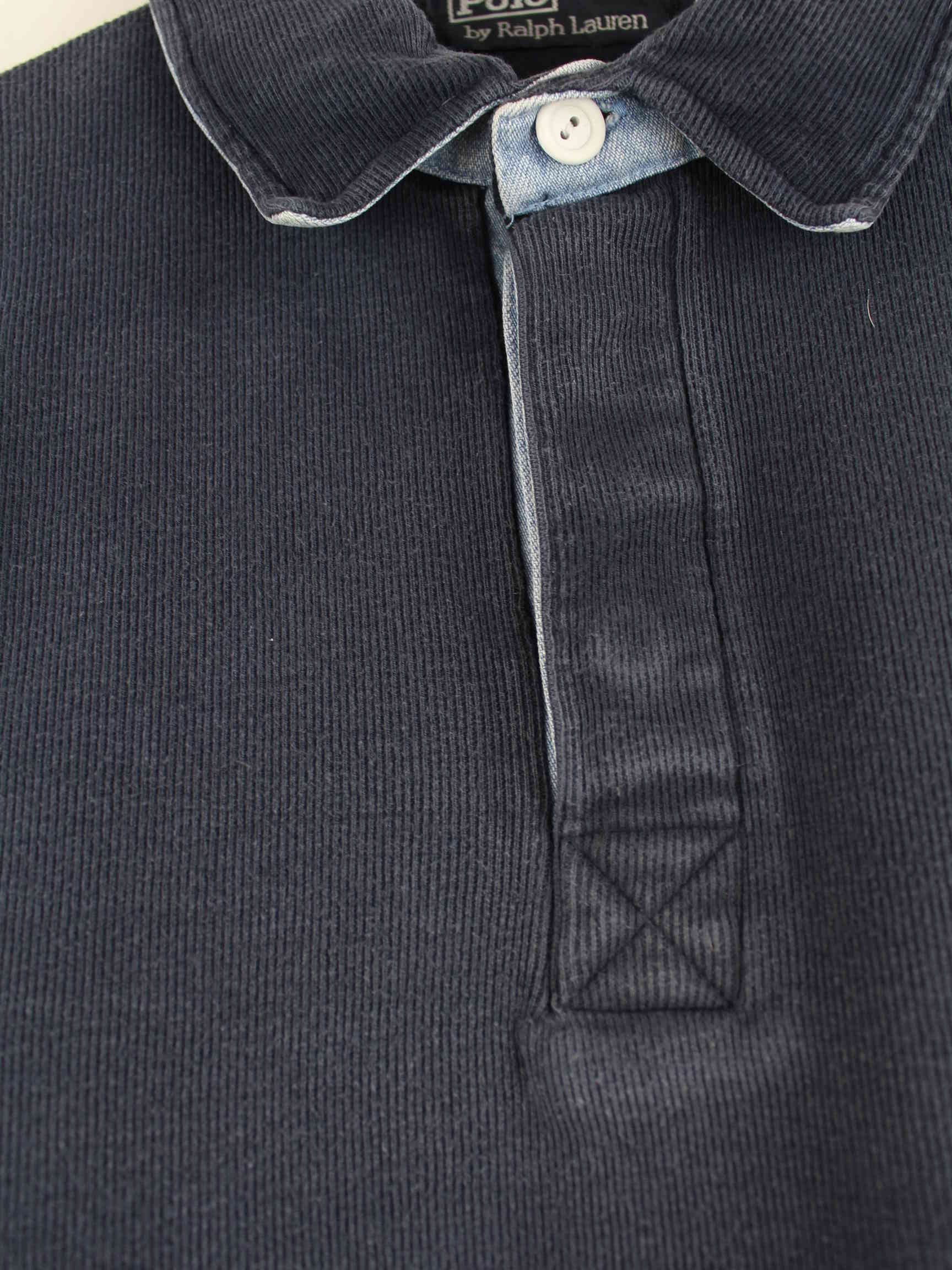 Ralph Lauren 90s Vintage Langarm Polo Blau L (detail image 4)